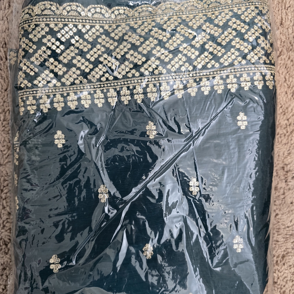 Bombay Teal and Gold Embellished Saree